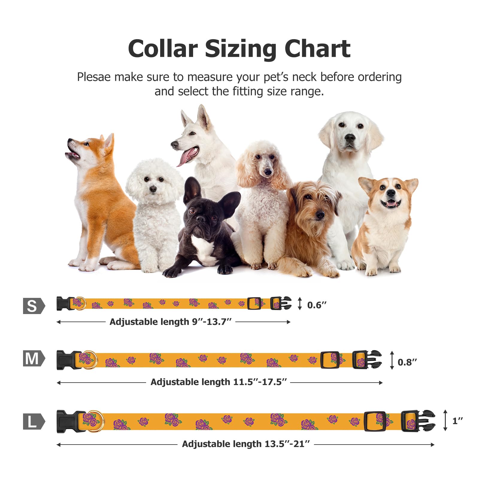 Cotton Handmade Dog Collar Cute And Distinctive Patterns Yellow Rose With Pendant For Girl Boy Dogs Collars M